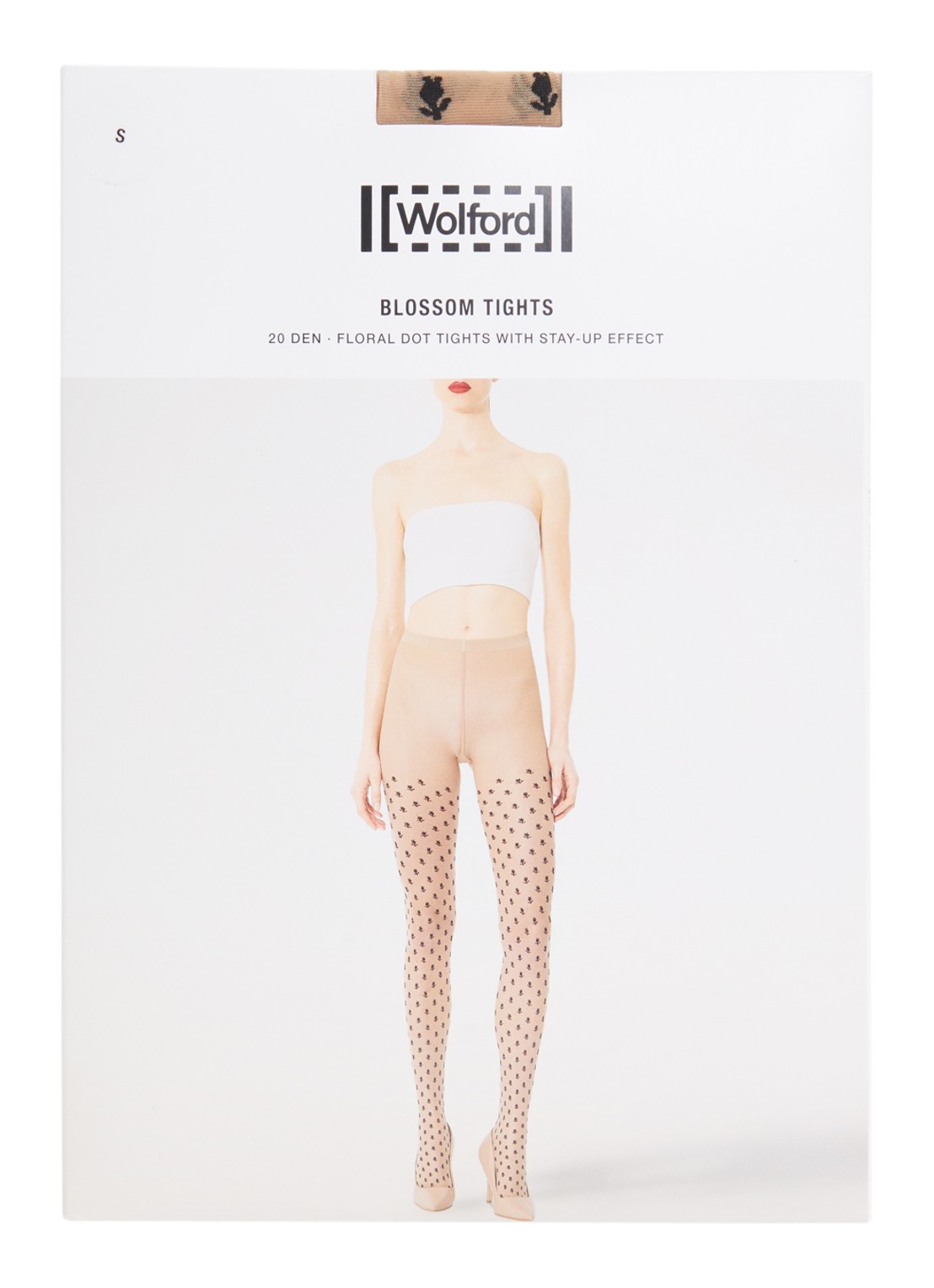 Wolford Blossom panty met bloemenprint - voorkant camel