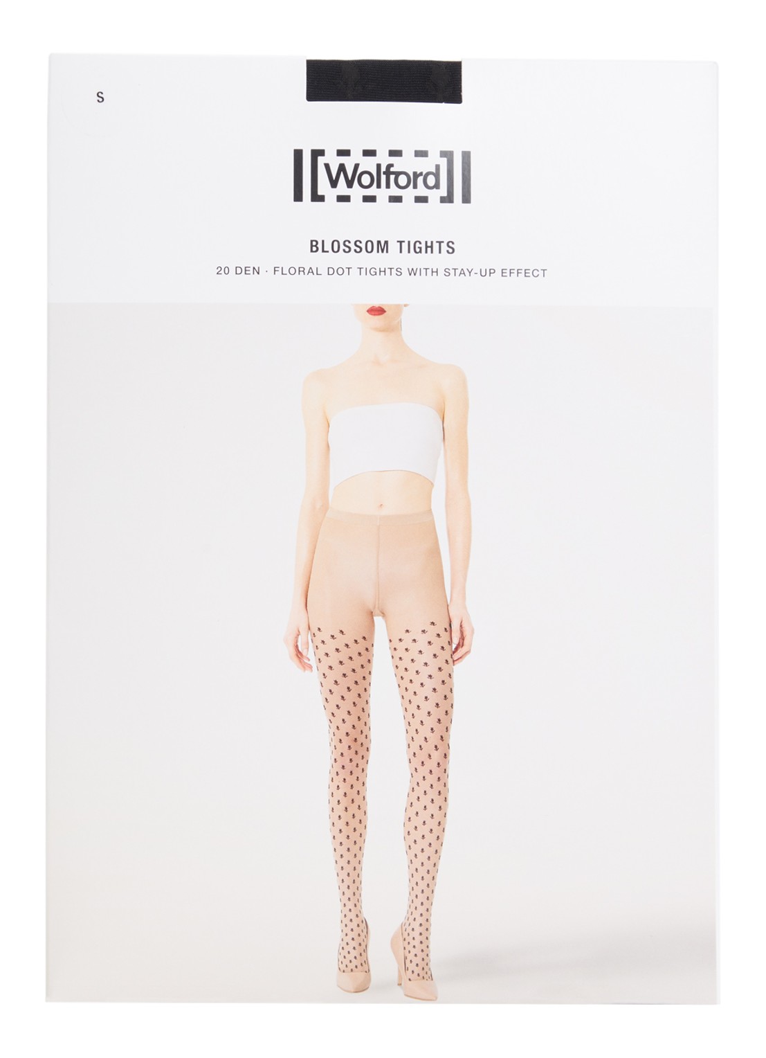 Wolford Blossom panty met bloemenprint - voorkant zwart