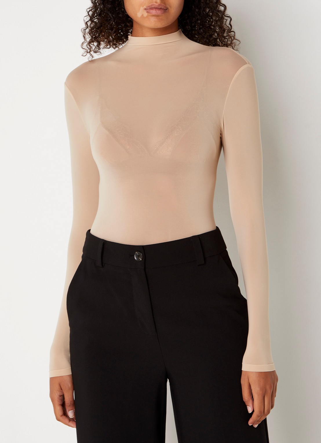 Wolford Buenos Aires stringbody met col - detail 4 donkerbeige