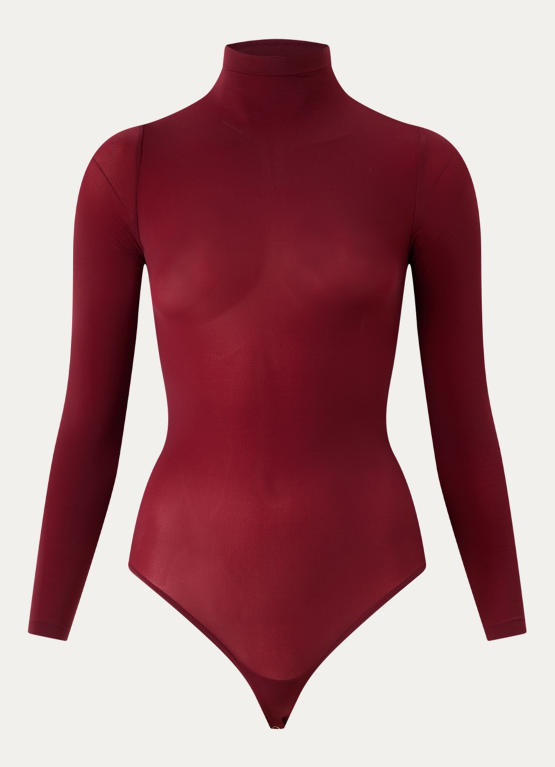 Wolford Buenos Aires stringbody met col - voorkant 2 bordeauxrood