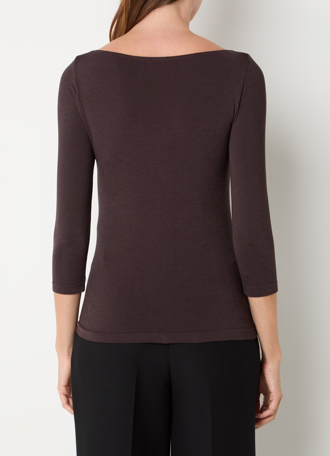 Wolford Cordoba top met boothals - achterkant 4 donkerbruin