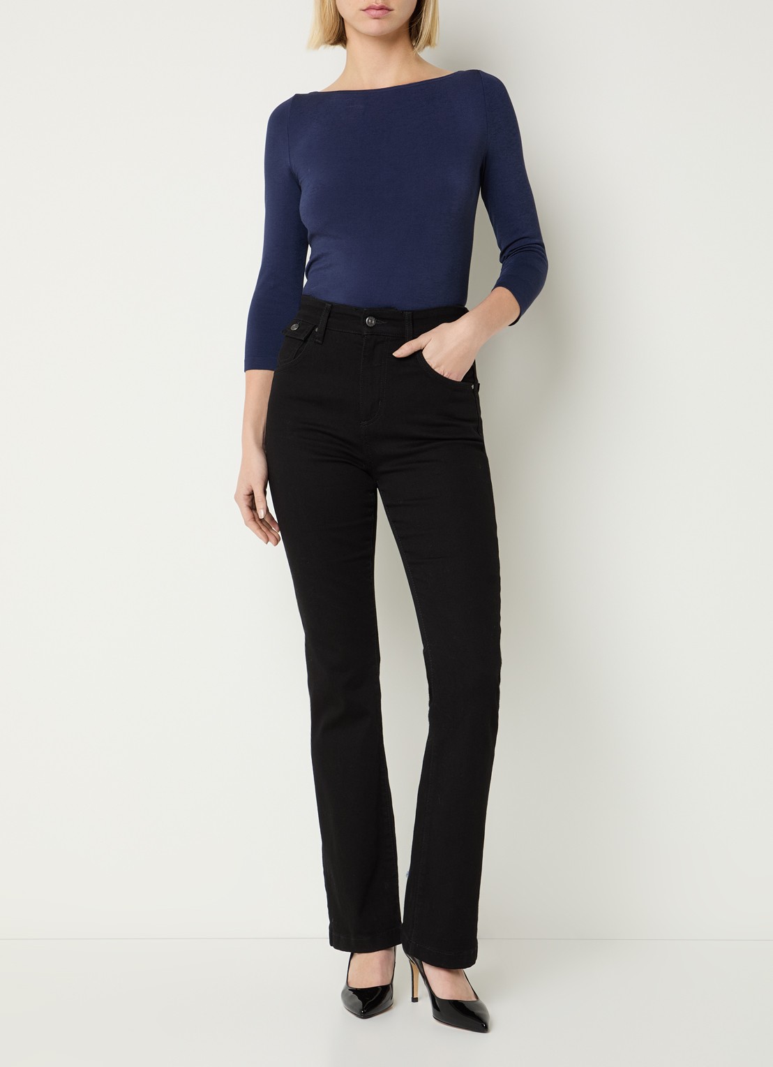 Wolford Cordoba top met boothals - voorkant 3 donkerblauw