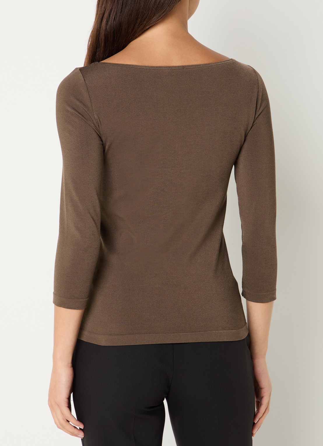 Wolford Cordoba top met boothals - achterkant 4 chocoladebruin