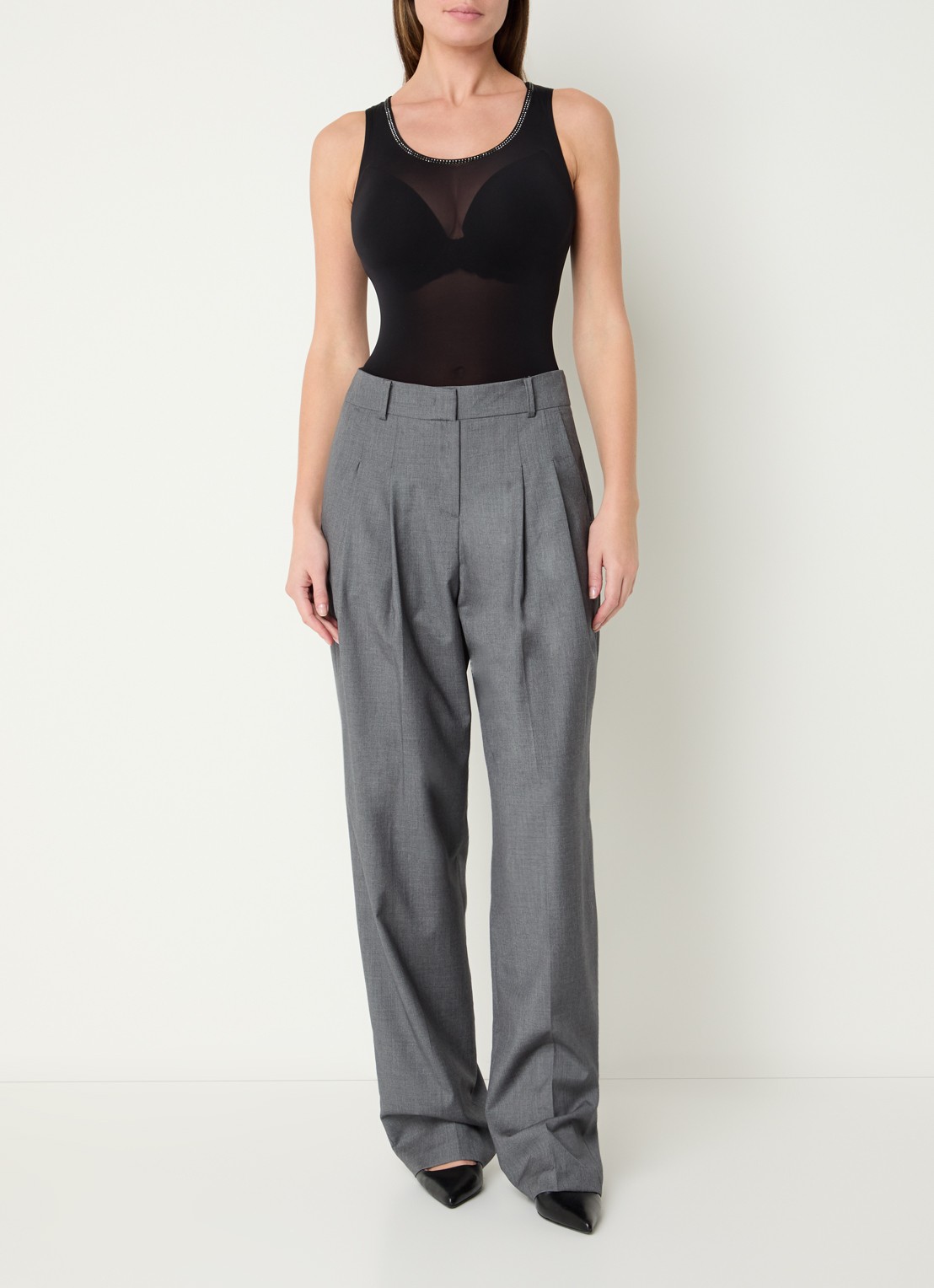 Wolford Crystal string body met strass - voorkant 2 zwart