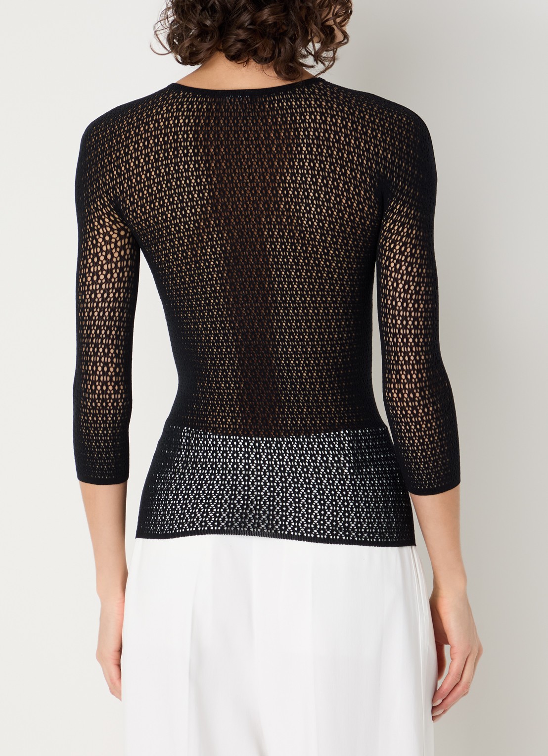 Wolford Daisy Net top met opengewerkt dessin - achterkant 3 zwart