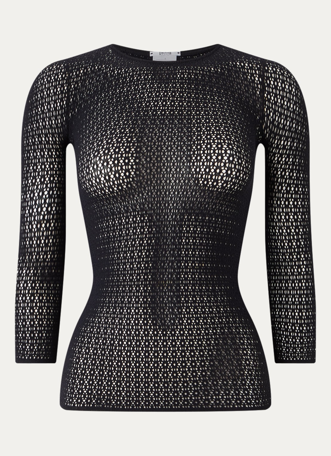 Wolford Daisy Net top met opengewerkt dessin - voorkant zwart