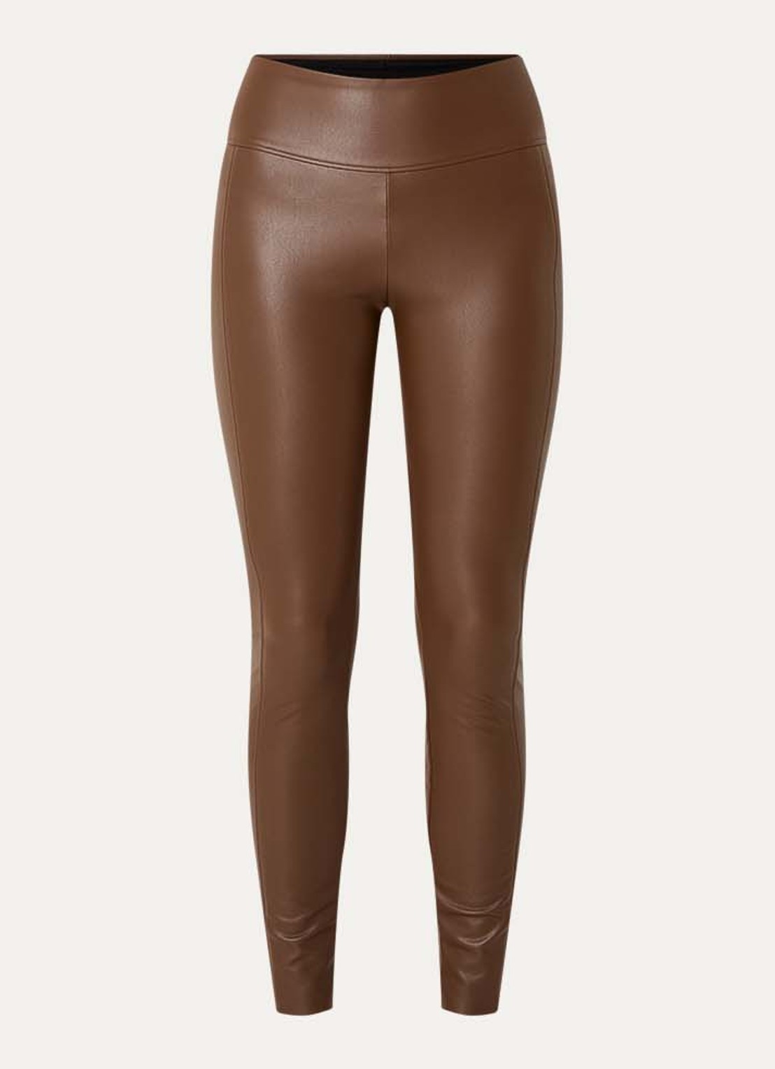 Wolford Edie Forming high waist skinny fit legging van imitatieleer - voorkant hazelnootbruin