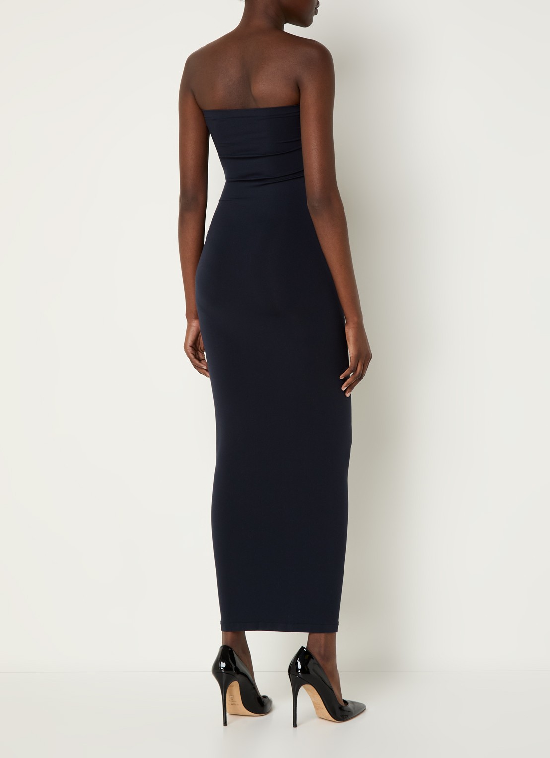 Wolford Fatal maxi jurk met stretch - achterkant donkerblauw