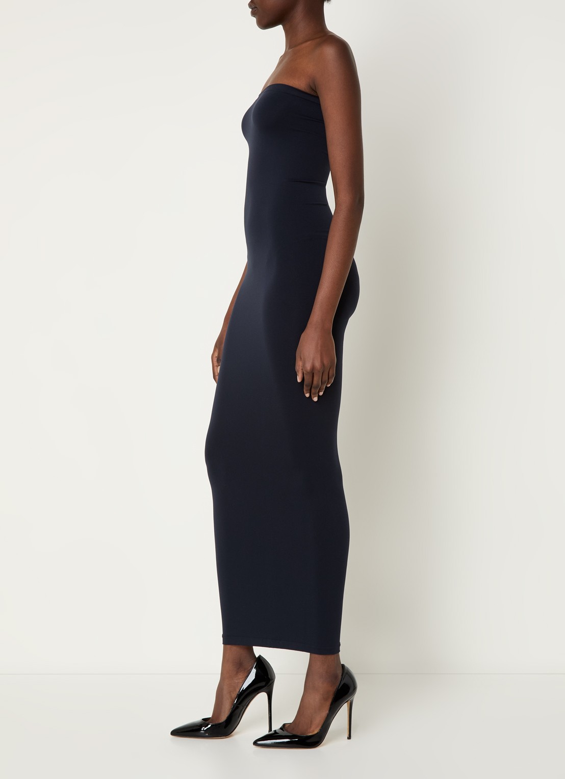 Wolford Fatal maxi jurk met stretch - voorkant 3 donkerblauw