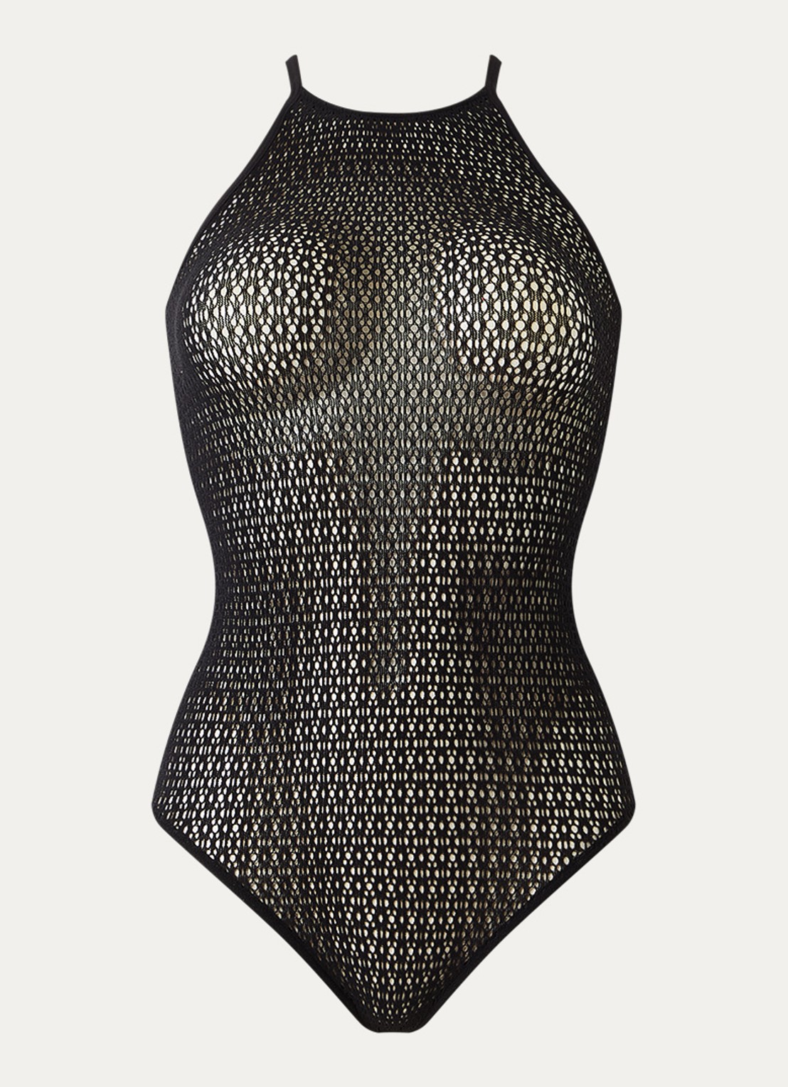 Wolford Graphic Floral string body met opengewerkt dessin - voorkant 2 zwart