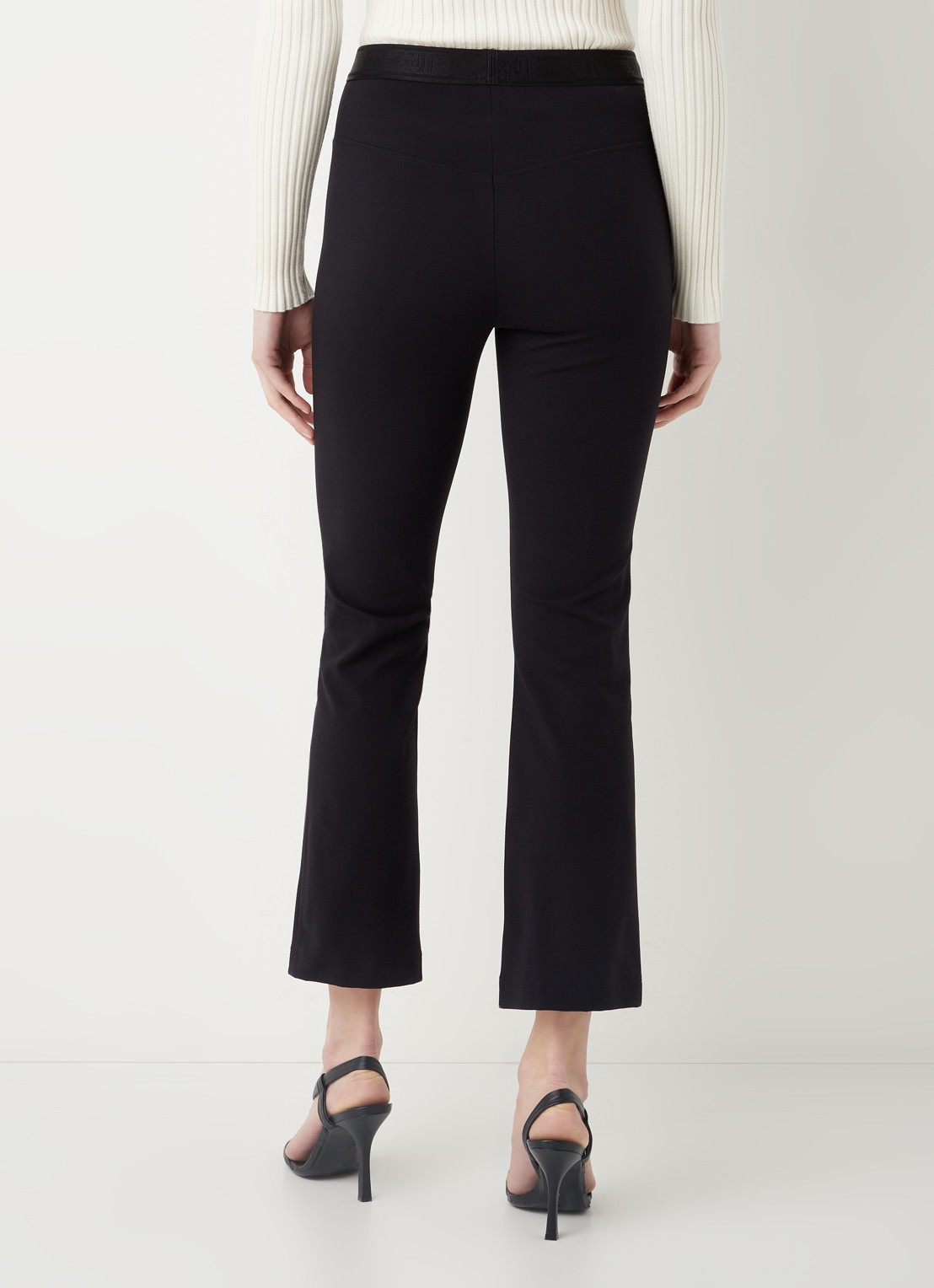 Wolford Grazia high waist flared fit cropped broek met siernaad - achterkant zwart