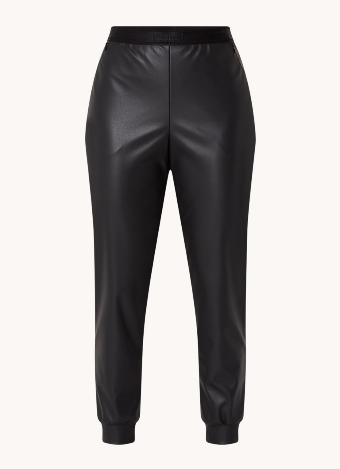 Wolford High waist tapered fit cropped broek van imitatieleer - voorkant 2 zwart