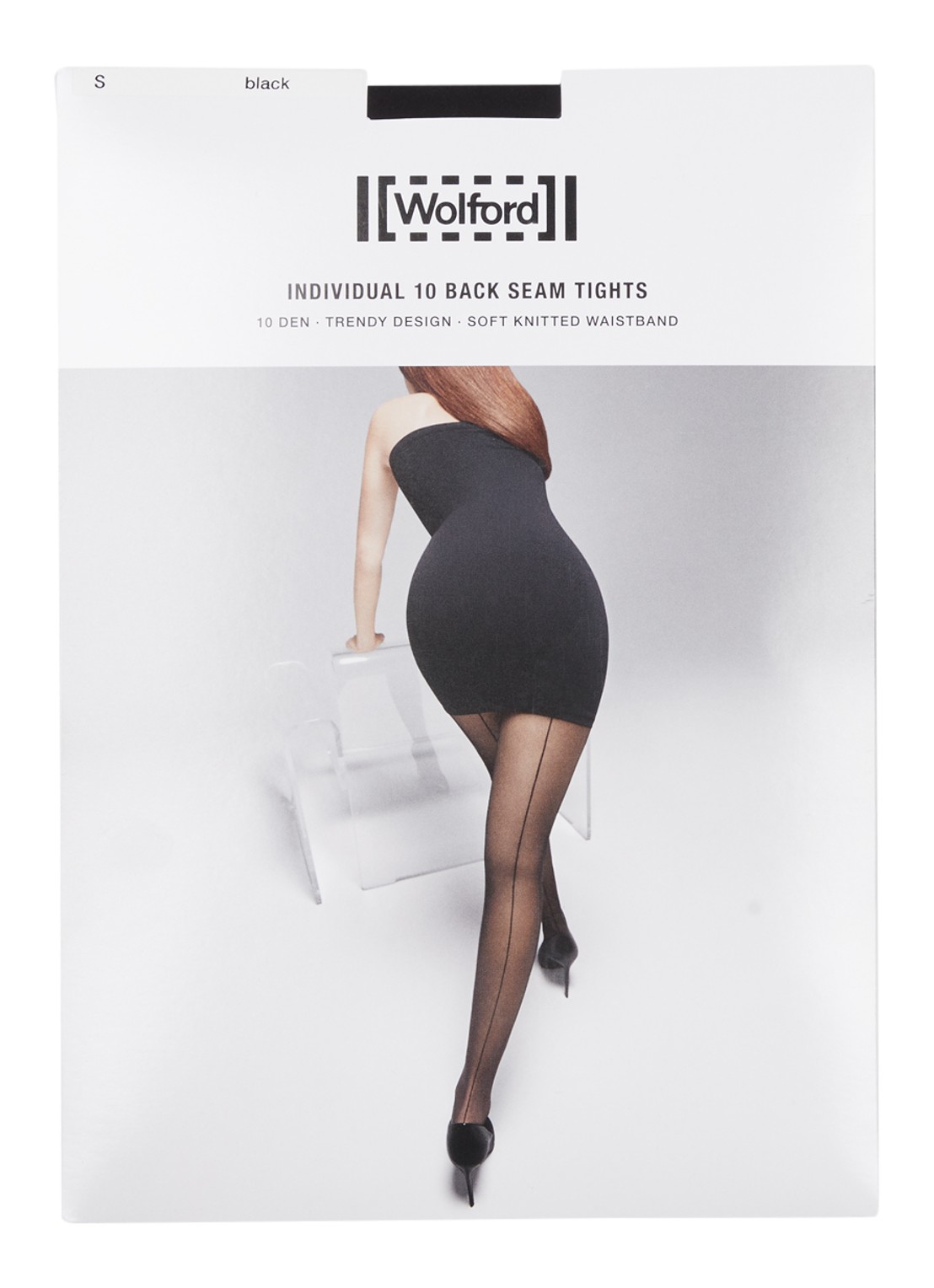 Wolford Individual Back Seam panty in 10 denier  - voorkant black - 7005