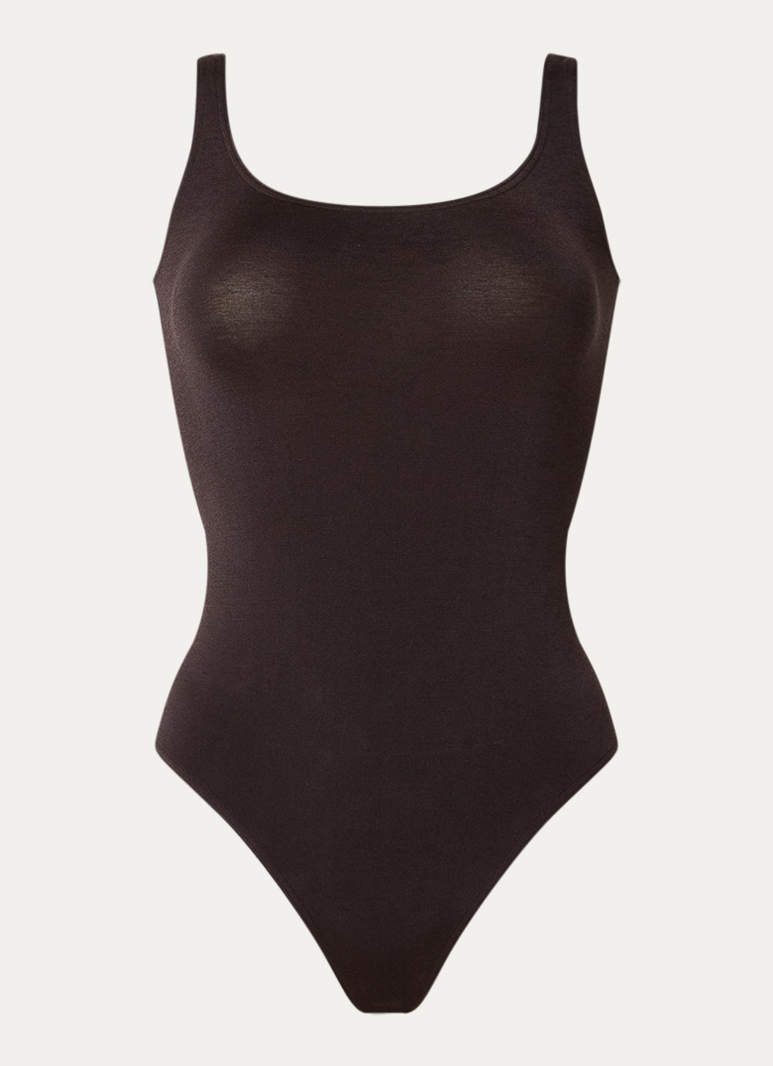 Wolford Jamaika stringbody met glanzende finish - voorkant 3 donkerbruin