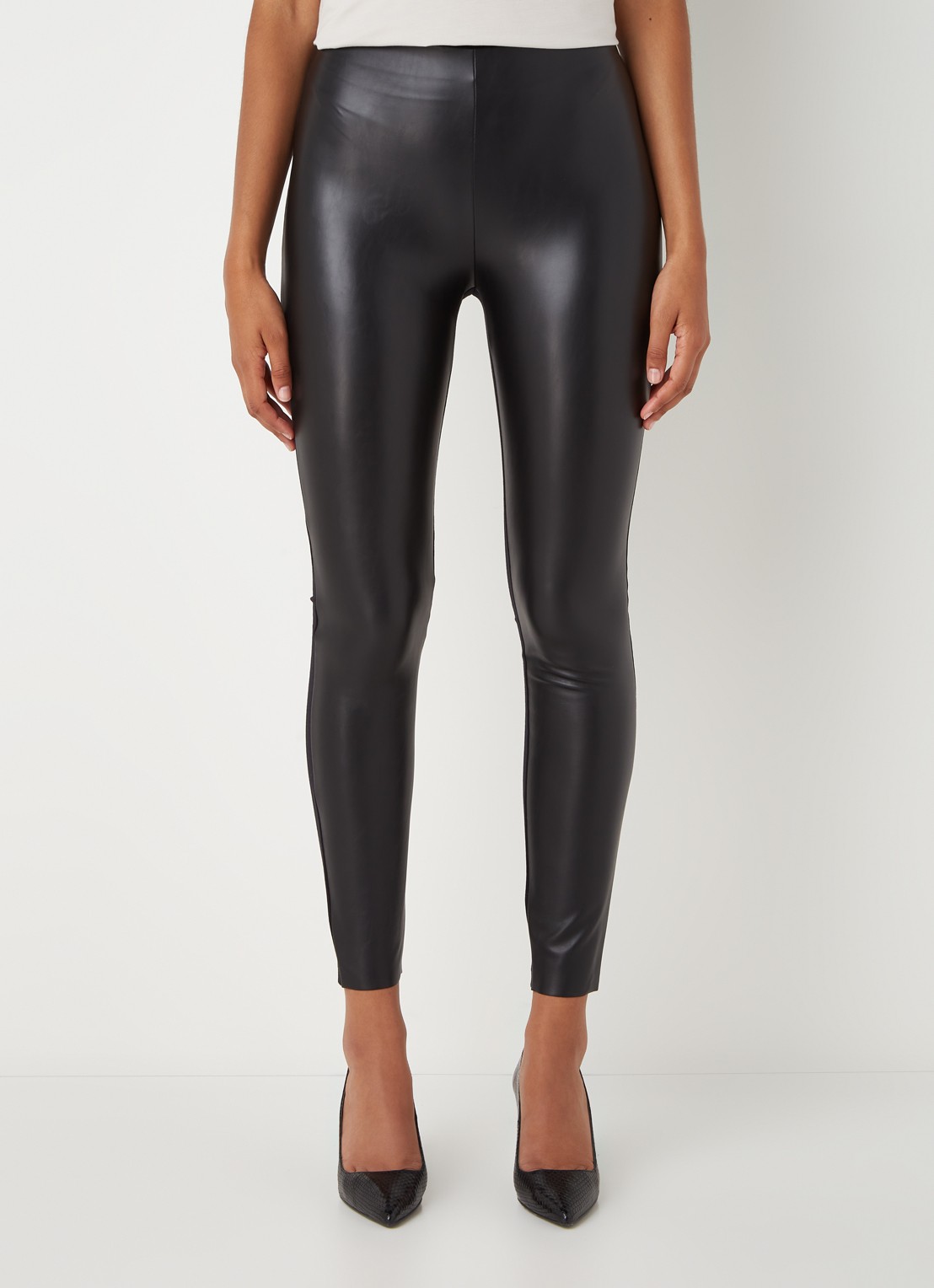 Wolford Jo high waist skinny fit legging van imitatieleer - detail 3 diepzwart
