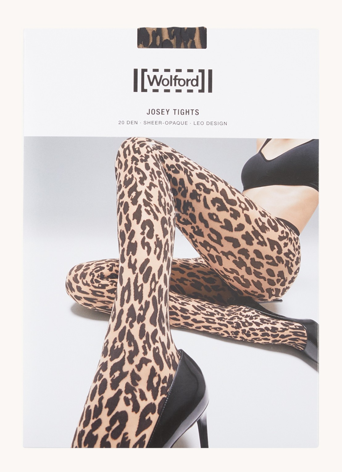 Wolford Josey panty met panterprint in 20 denier - voorkant donkerbeige