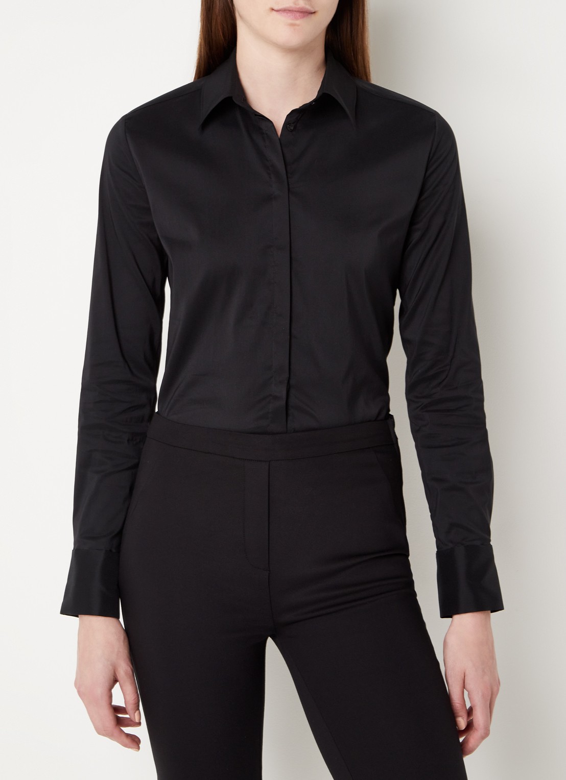 Wolford London Effect body met blinde knoopsluiting - detail diepzwart