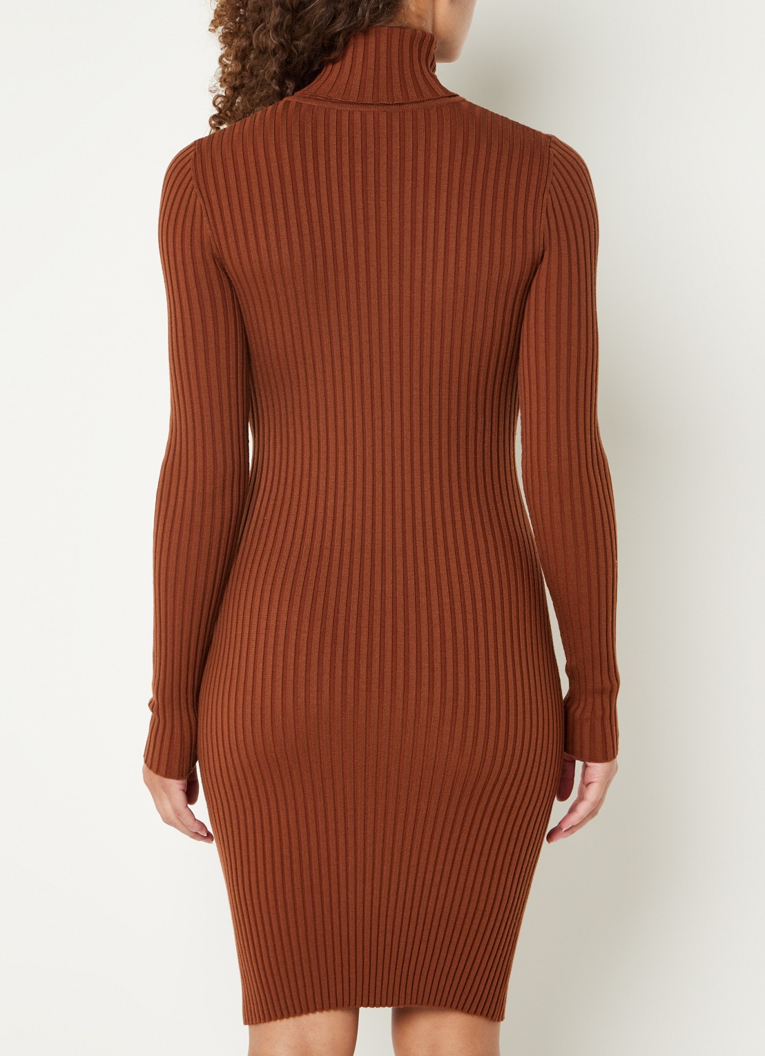 Wolford Merino mini trui-jurk in wolblend - achterkant roodbruin