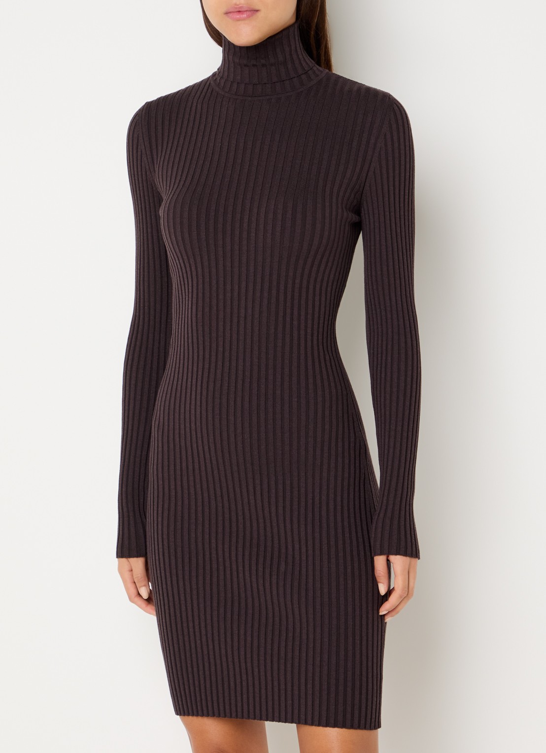 Wolford Merino mini trui-jurk in wolblend - detail aubergine