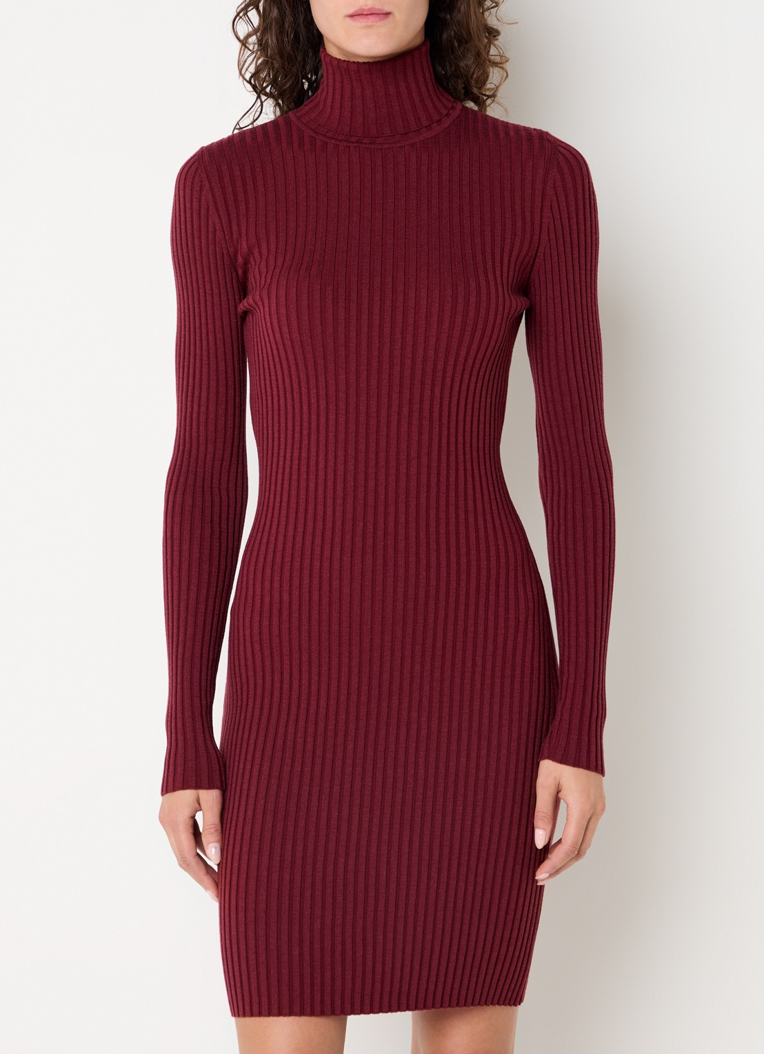 Wolford Merino mini trui-jurk in wolblend - detail bordeauxrood