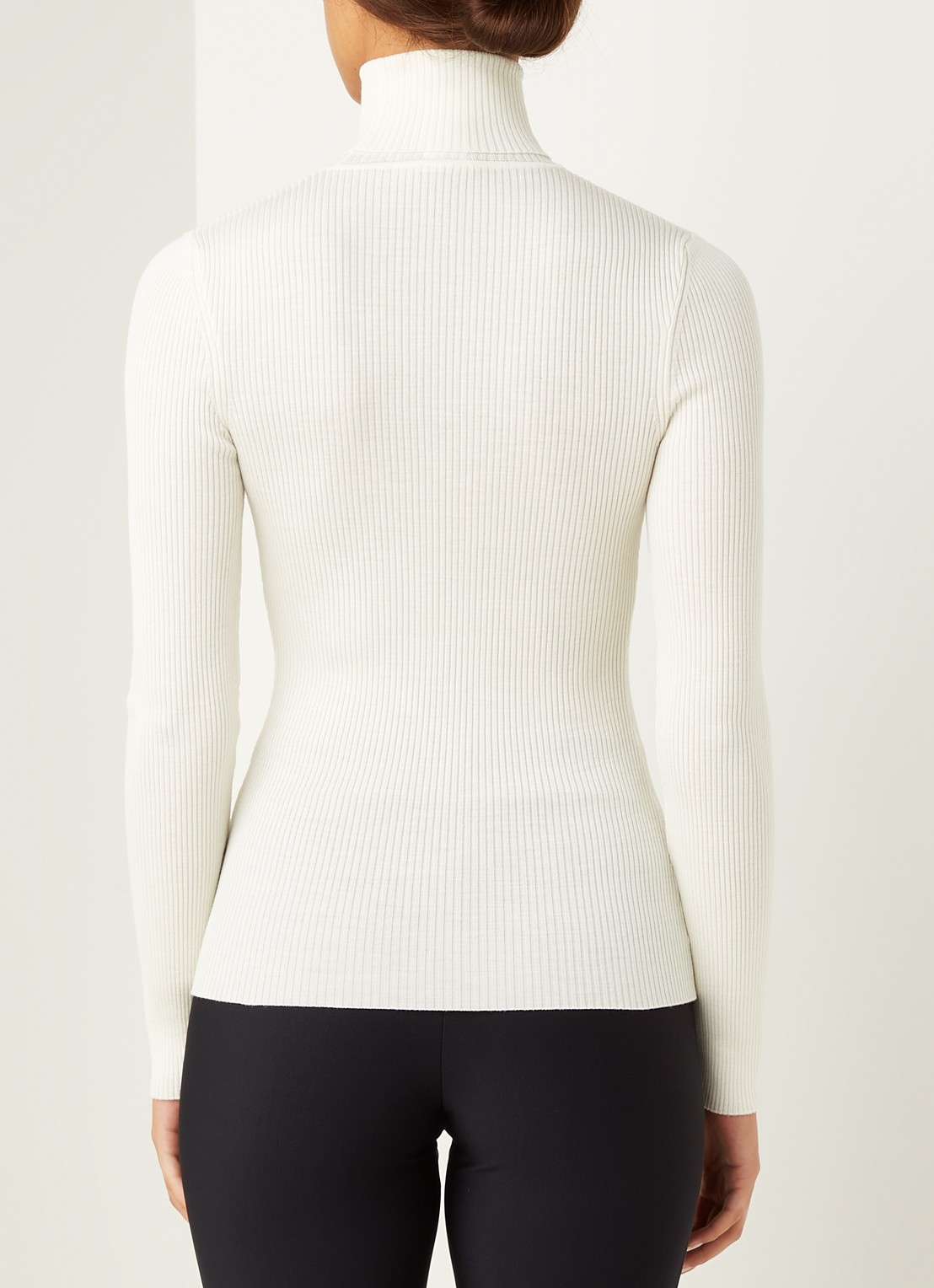 Wolford Merino ribgebreide coltrui van wol - achterkant 3 gebroken wit