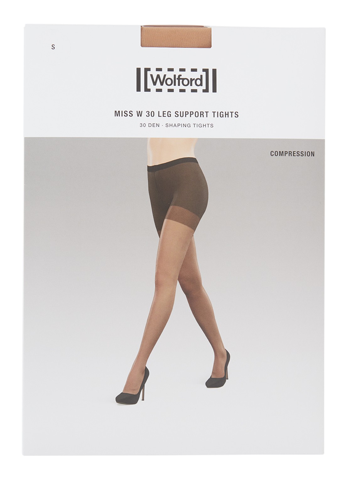Wolford Miss W corrigerende panty in 30 denier - voorkant beige