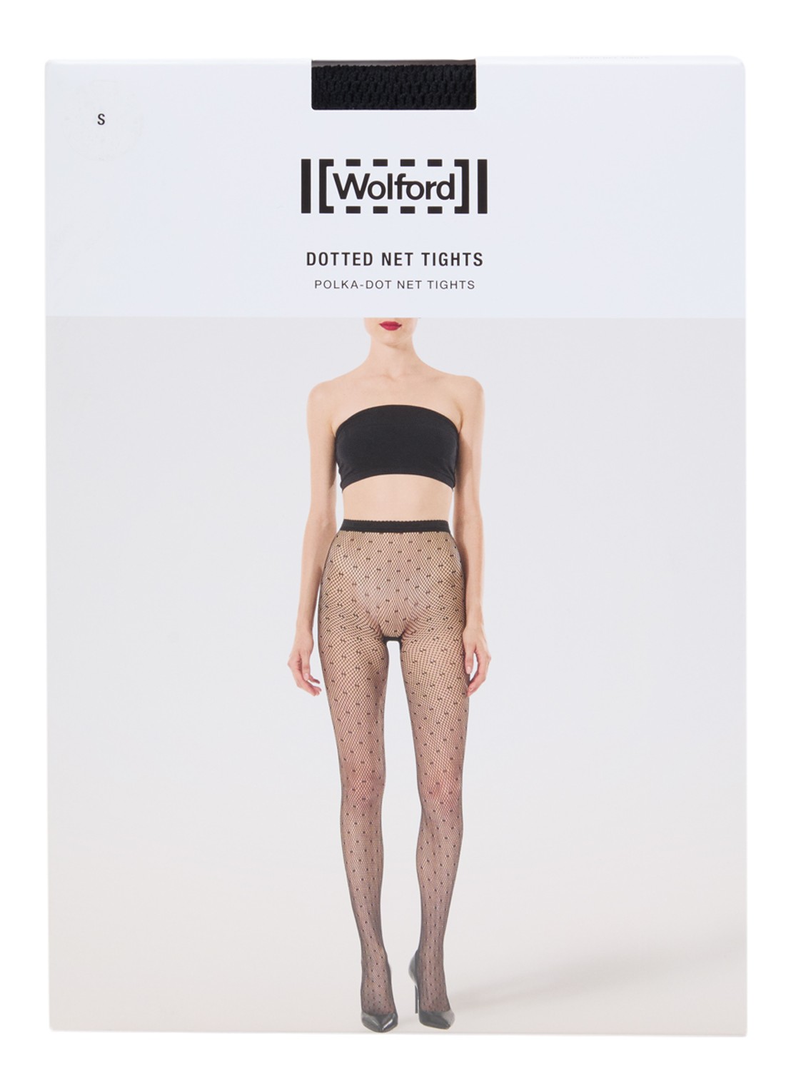 Wolford Netpanty met stippenmotief  - voorkant zwart