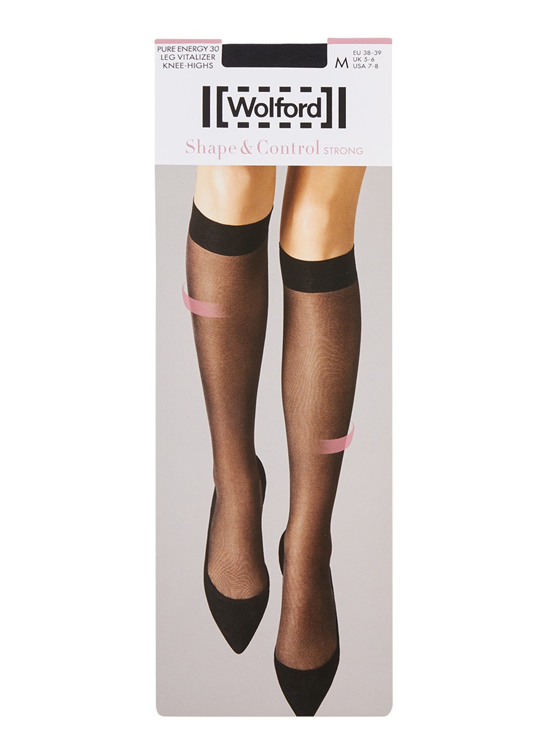 Wolford Pure Energy Leg Vitalizer kniekousen in 30 denier  - voorkant 2 zwart