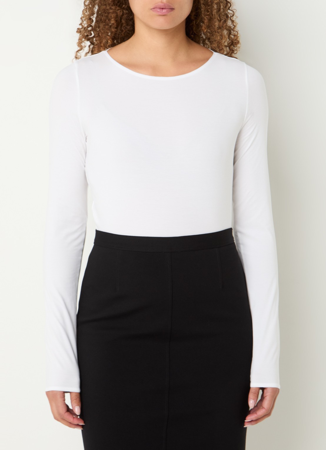 Wolford Pure longsleeve met ronde hals - detail wit