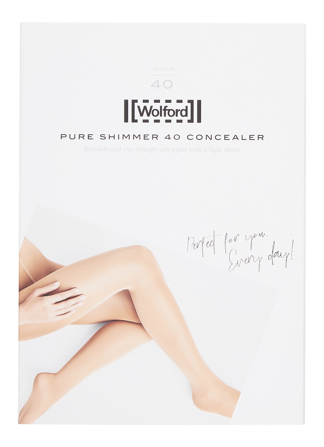 Wolford Pure Shimmer Concealer panty in 40 denier - voorkant 3 donkerbeige