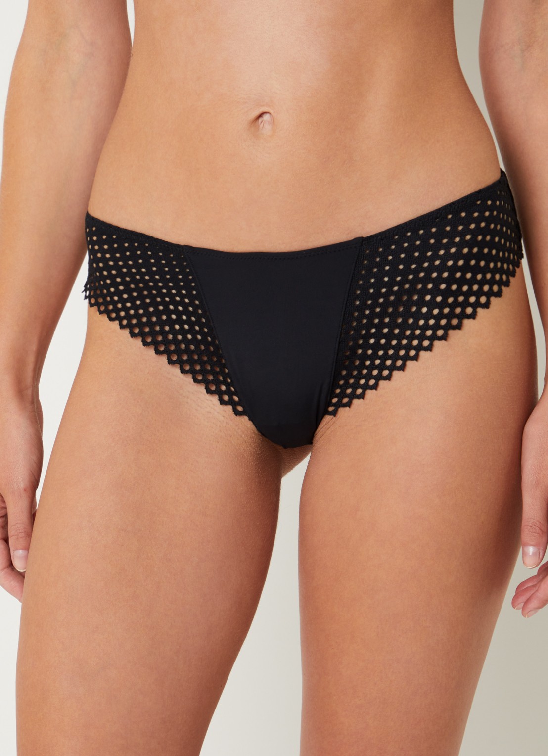 Wolford Romantic slip met opengewerkt dessin - voorkant 4 zwart