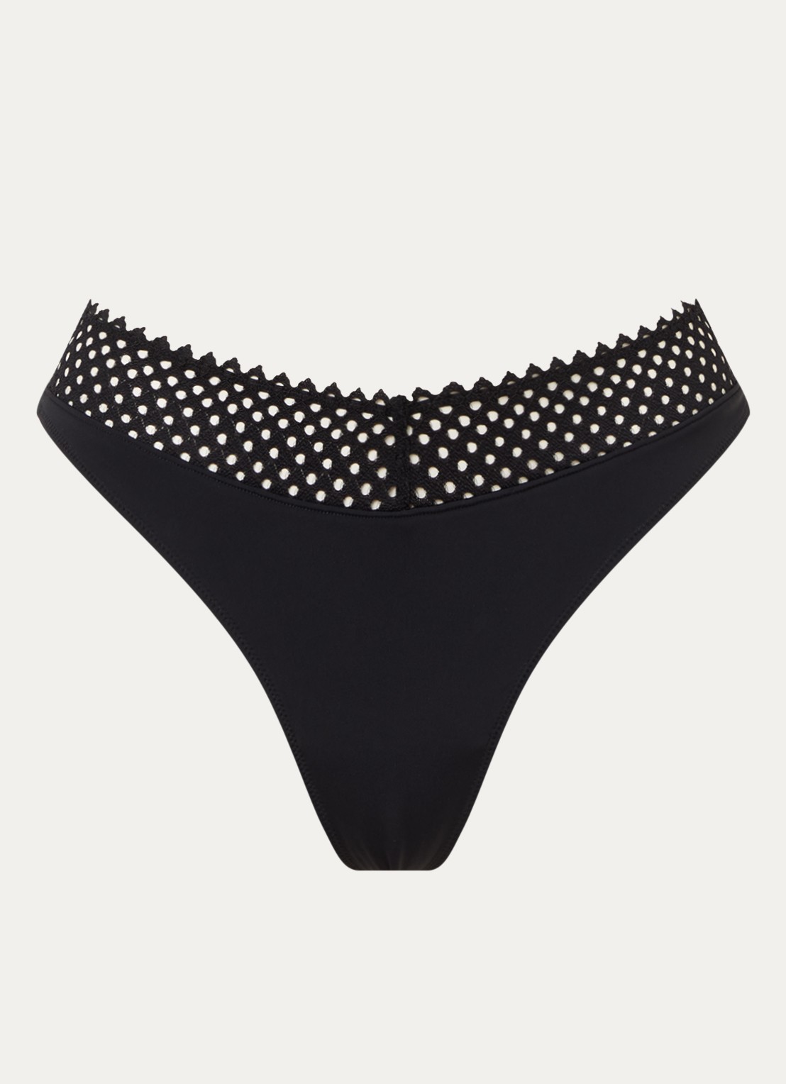 Wolford Romantic string met opengewerkt dessin - voorkant 3 zwart