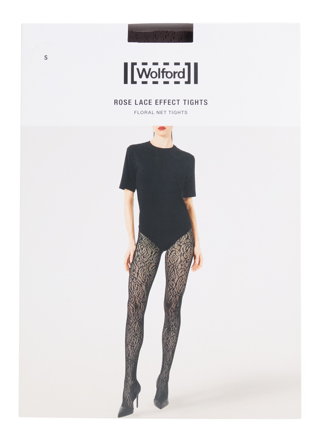 Wolford Rose Lace Effect netpanty  - voorkant donkerbruin