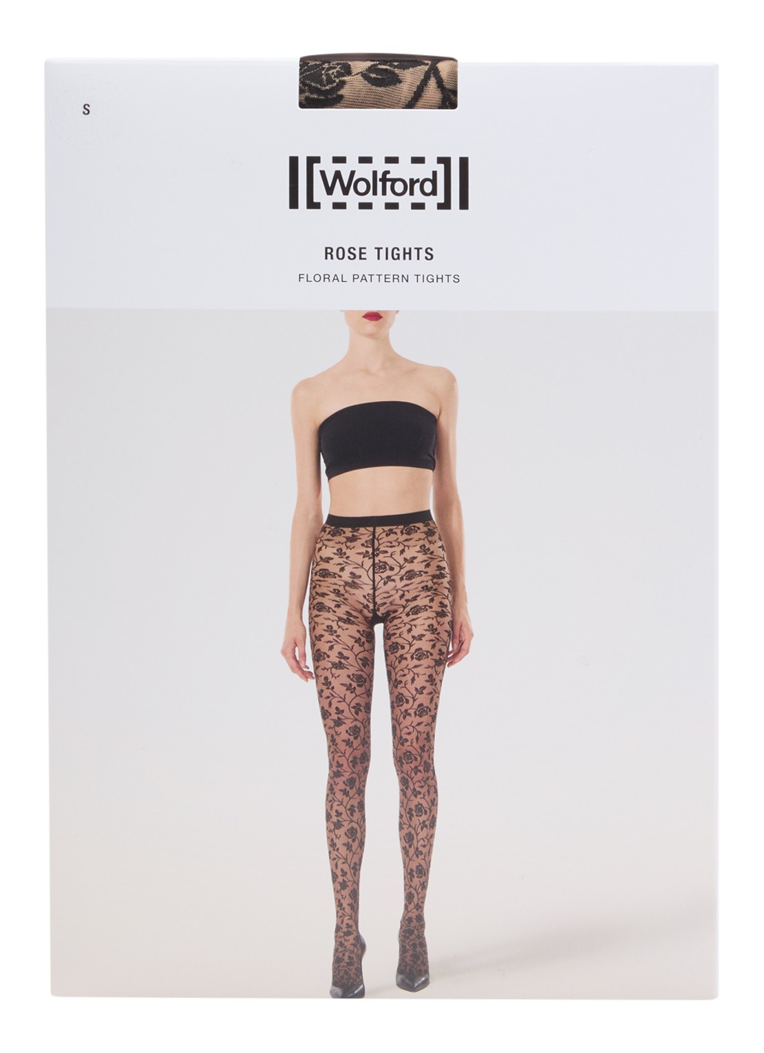 Wolford Rosie panty met bloemenprint in 20 denier - voorkant 3 grijsmele