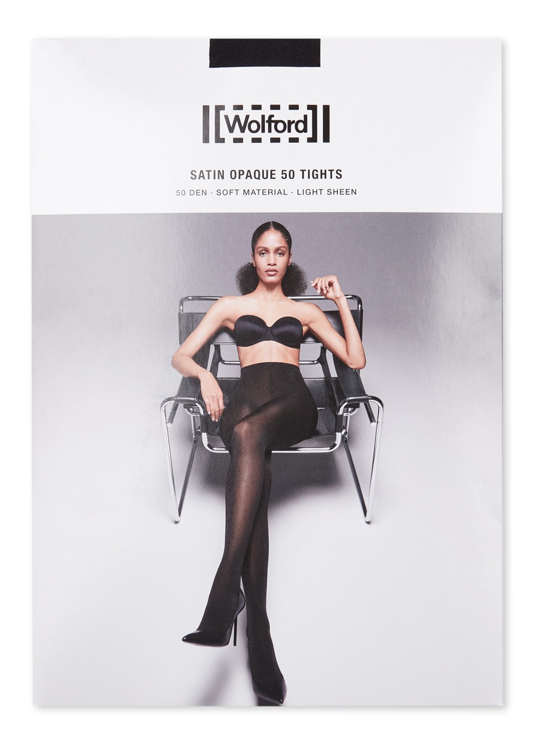 Wolford Satin Opaque panty in 50 denier  - voorkant 3 diepzwart