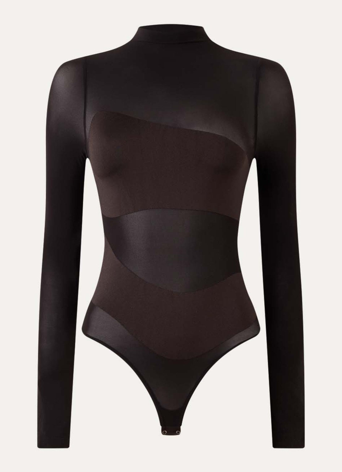 Wolford Shade stringbody met print - voorkant 3 donkerbruin