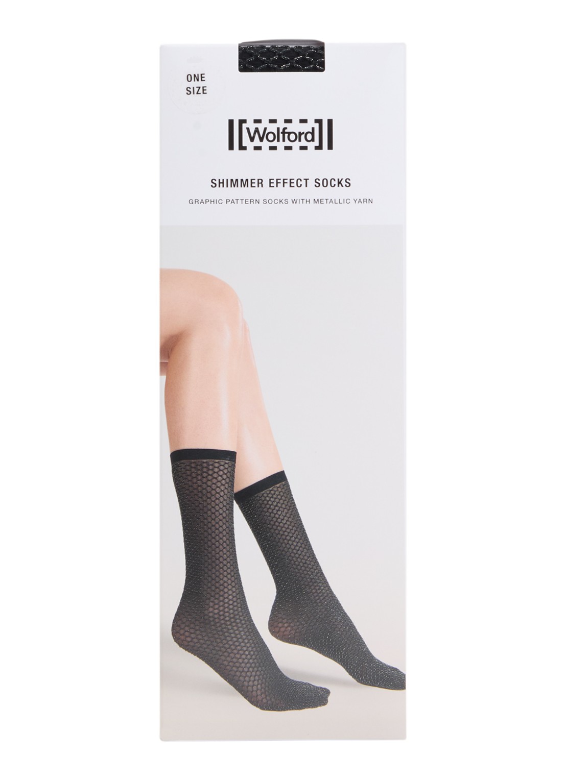 Wolford Shimmer Effect pantysokken met lurex in 25 denier - voorkant zwart