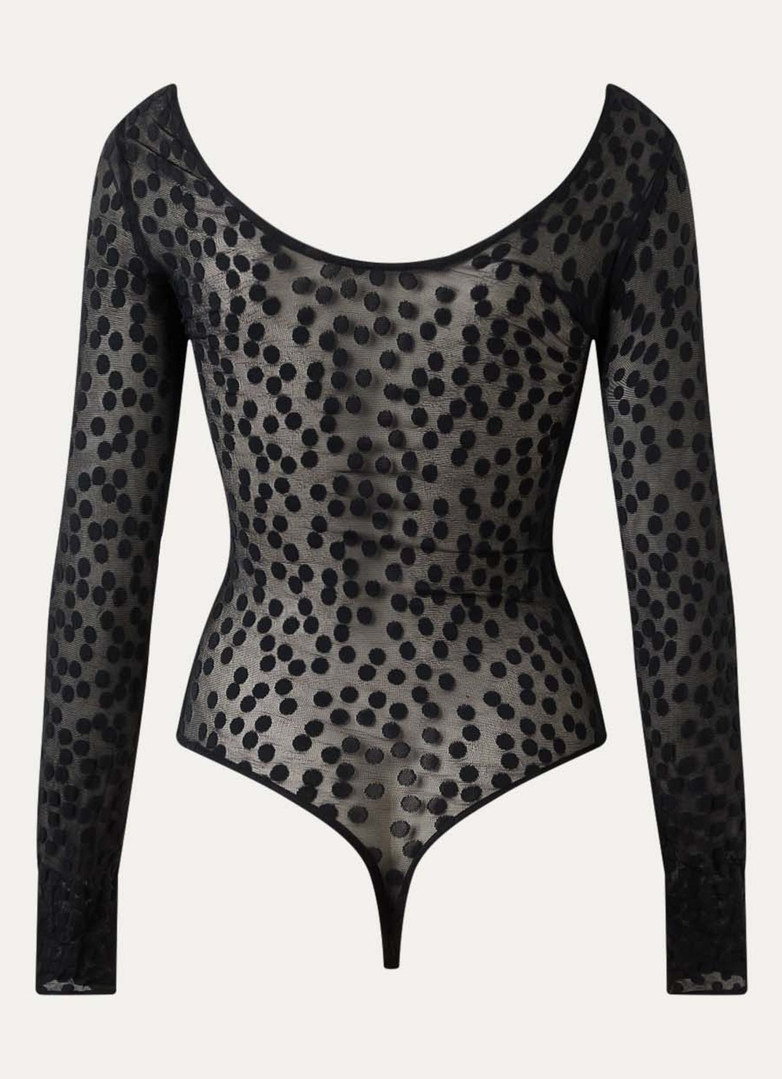 Wolford Stringbody met stippenprint - achterkant 4 zwart