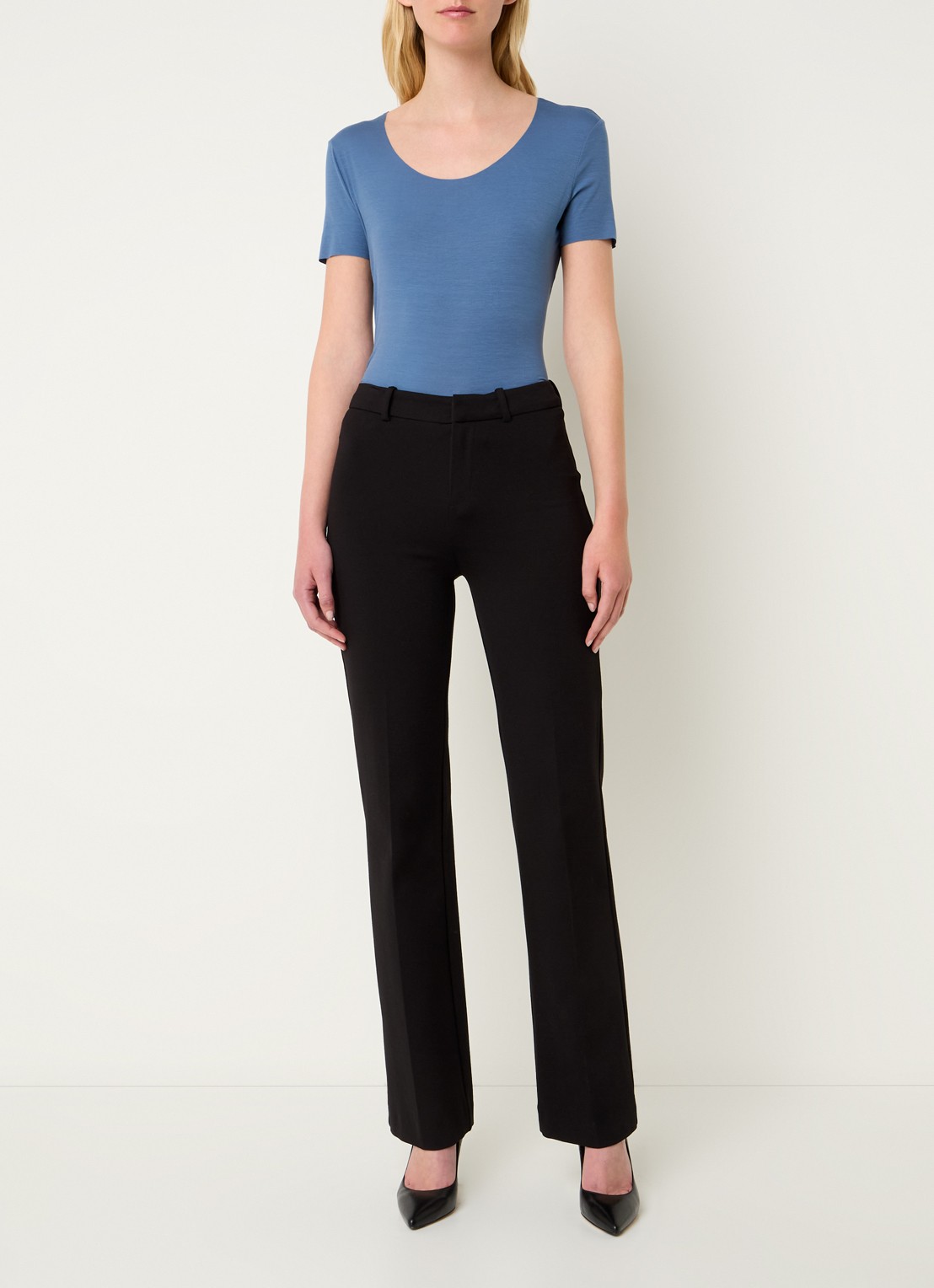 Wolford Top met stretch - voorkant 2 staalblauw