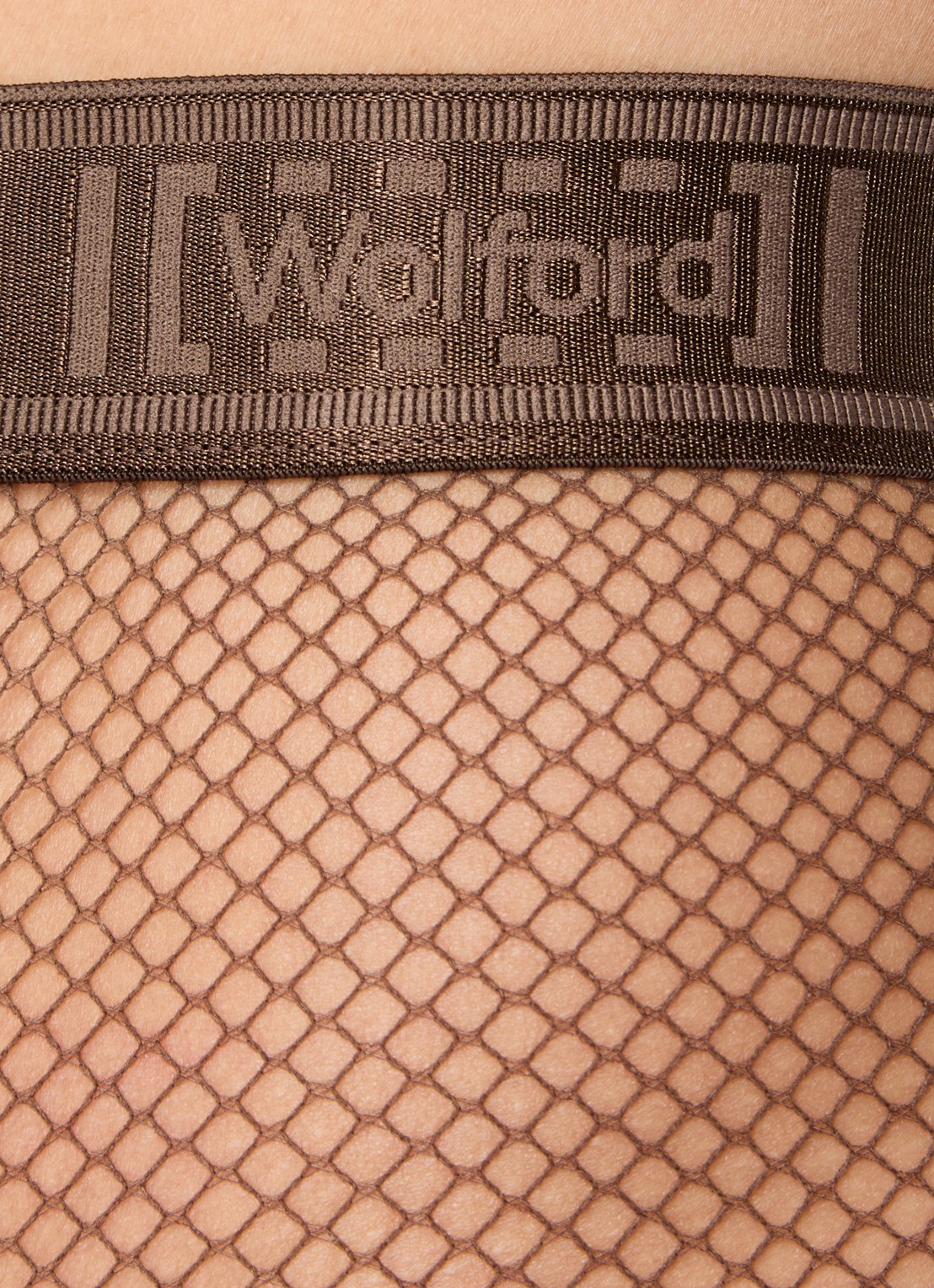 Wolford Twenties  netpanty met logoband - detail donkerbruin
