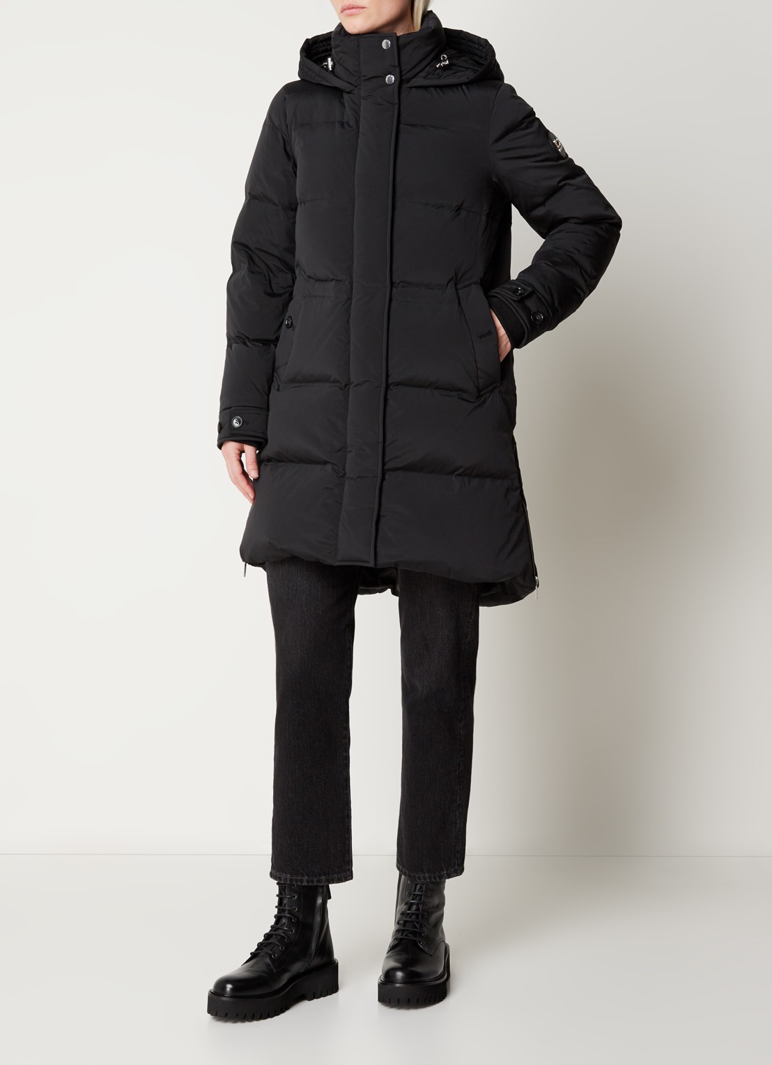 Woolrich Alsea gewatteerde jas met donsvulling met steekzakken - voorkant 2 zwart