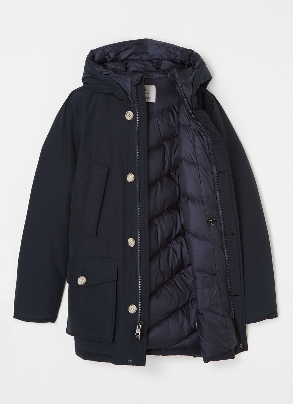 Woolrich Artic parka met donsvulling en capuchon  - voorkant 3 donkerblauw