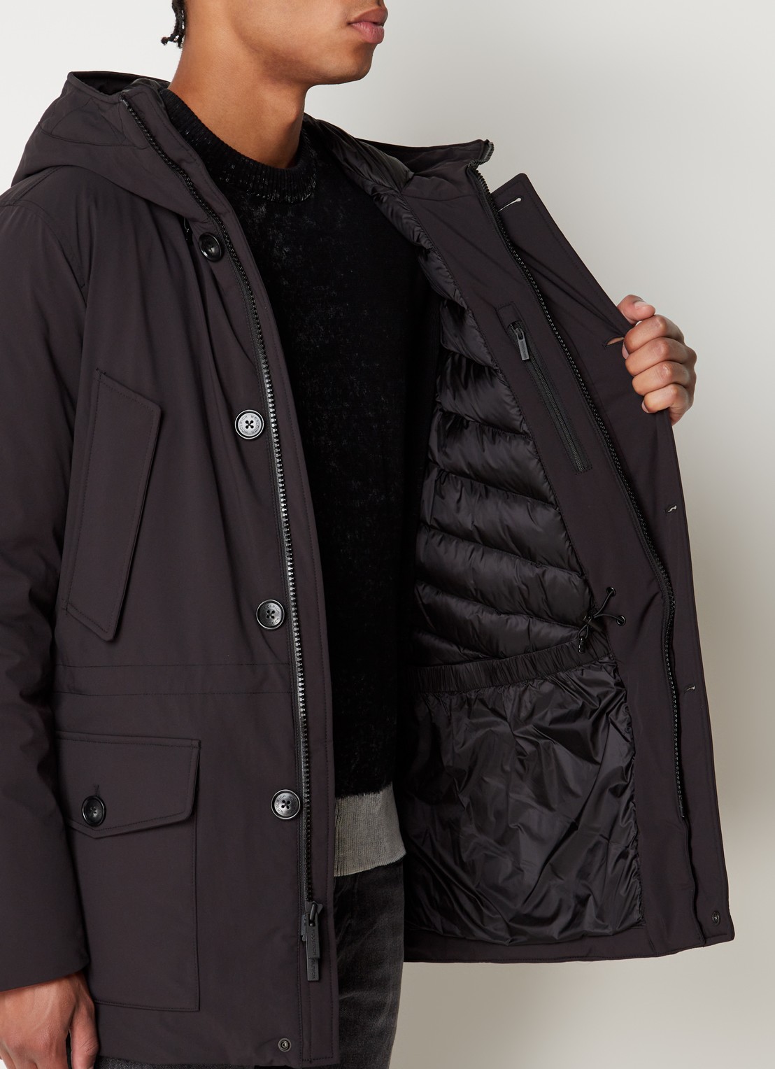 Woolrich Artic parka met donsvulling en klepzakken - detail 5 zwart