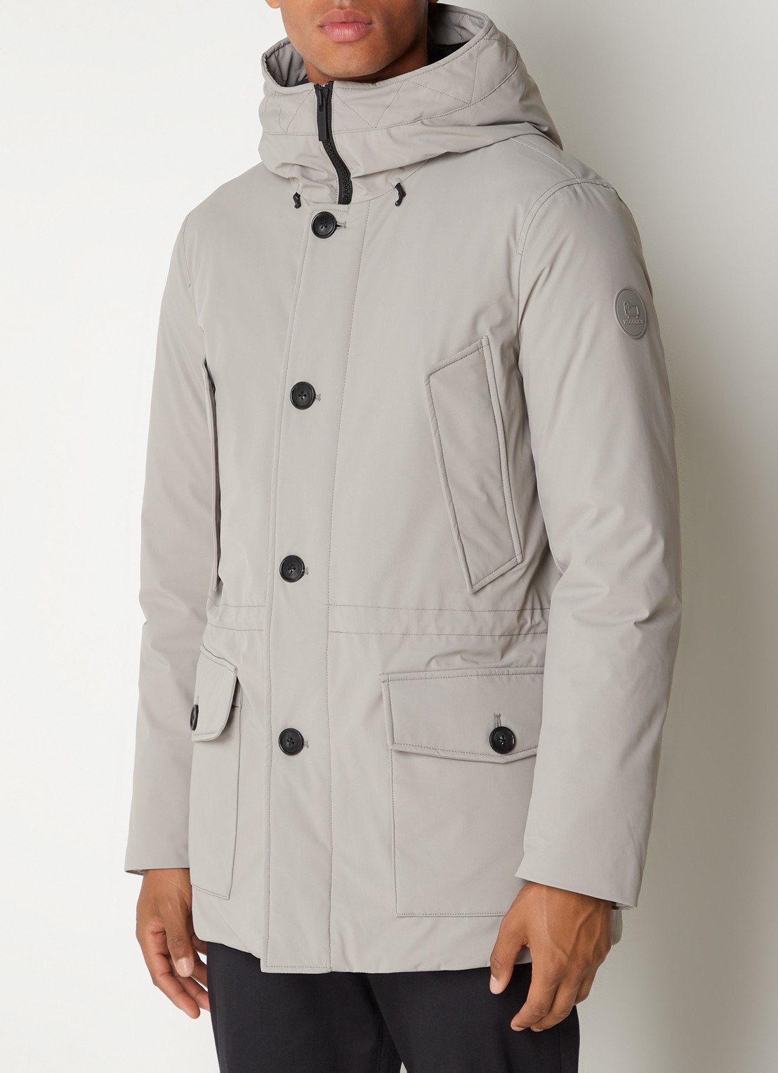 Woolrich Artic parka met donsvulling en klepzakken - detail 2 donkerbeige