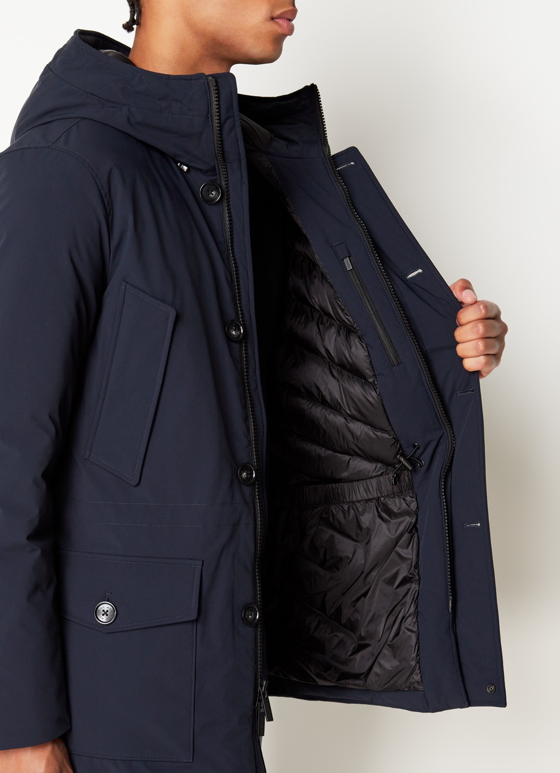Woolrich Artic parka met donsvulling en klepzakken - detail 3 donkerblauw
