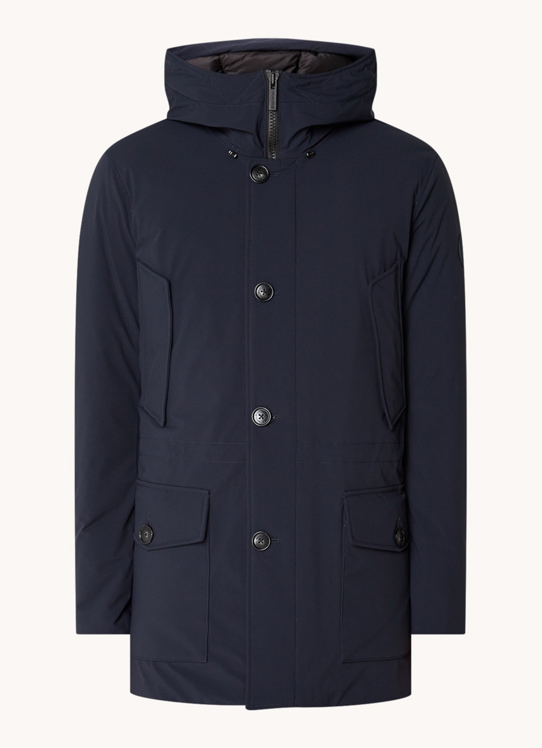 Woolrich Artic parka met donsvulling en klepzakken - voorkant 4 donkerblauw