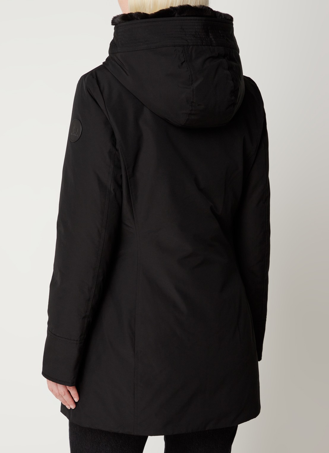Woolrich Boulder gewatteerde jas met capuchon en steekzakken - achterkant 6 zwart
