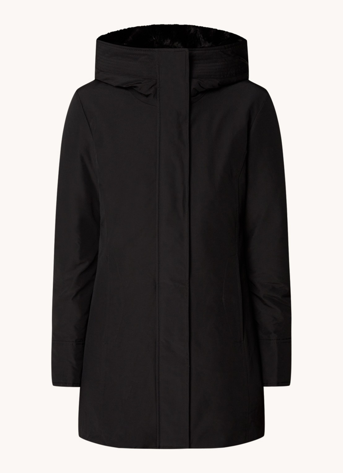 Woolrich Boulder gewatteerde jas met capuchon en steekzakken - voorkant 4 zwart