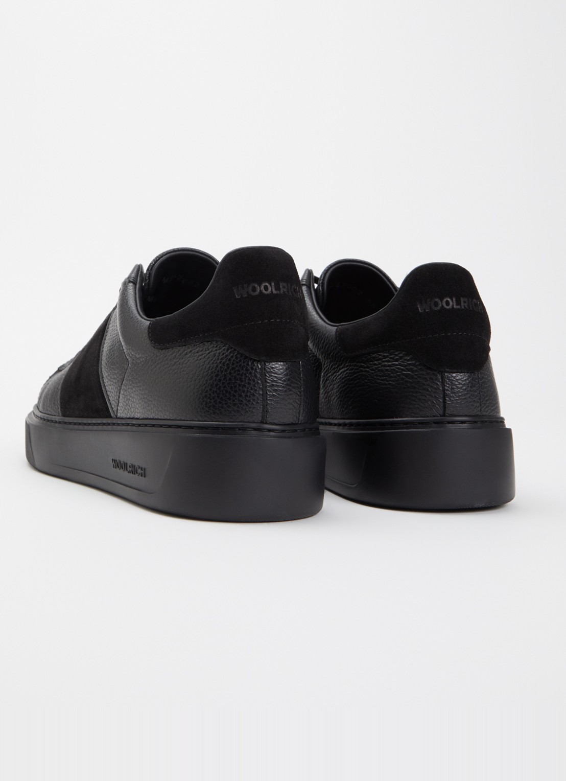 Woolrich Classic Court sneaker van leer met details van suède  - achterkant zwart