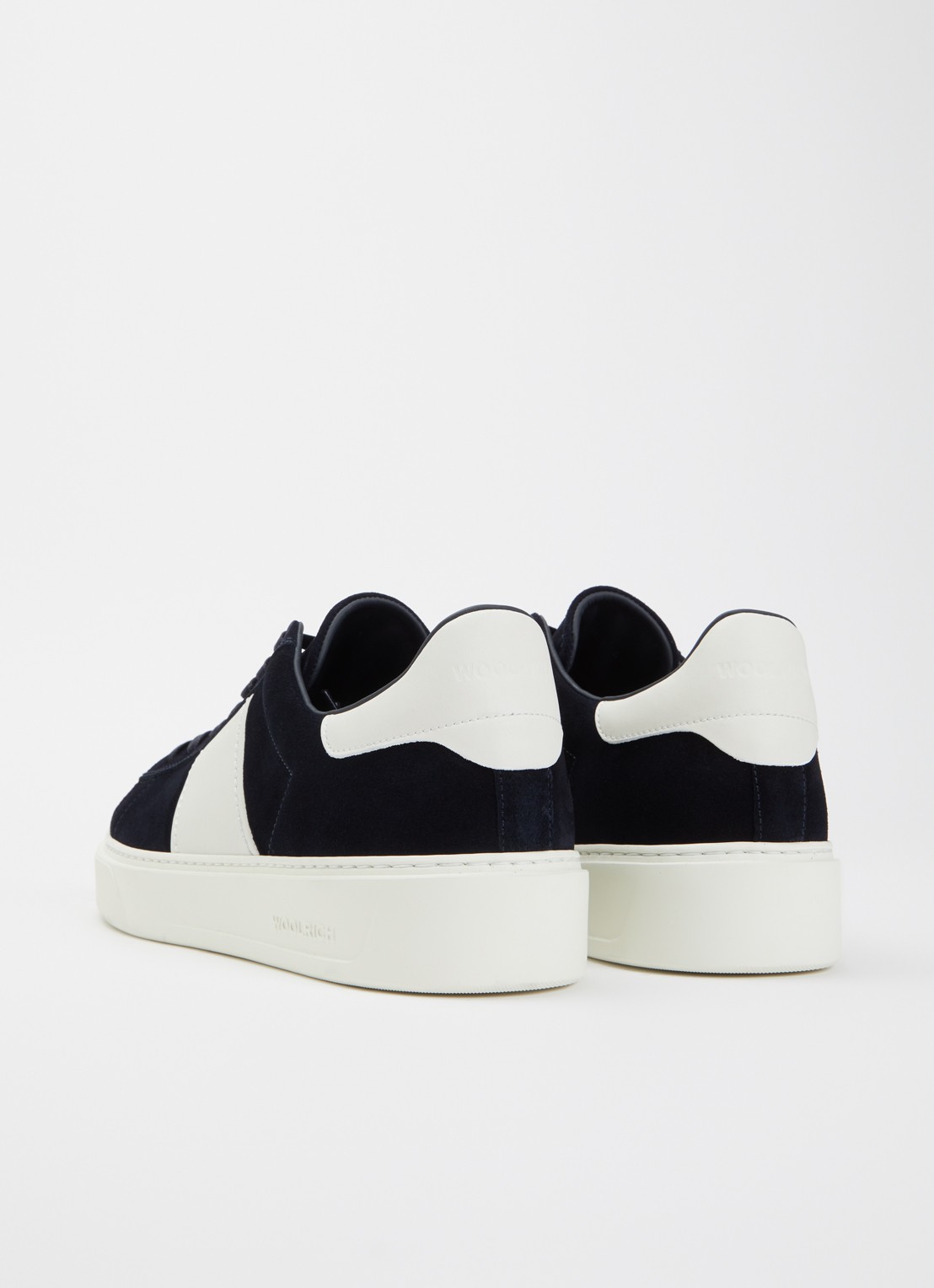 Woolrich Classic Court sneaker van suède met details van kalfsleer  - achterkant 5 donkerblauw